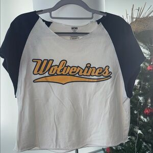 NCAA Wolverines White and Black Raglan Tee